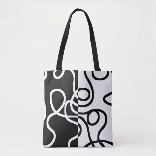 Lineaire Persuasion I: Abstract Zwart & Wit Tote Bag (Voorkant)