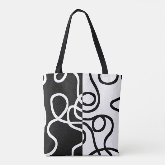Lineaire Persuasion I: Abstract Zwart & Wit Tote Bag (Achterkant)