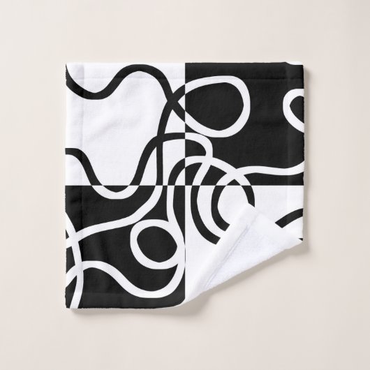 Lineaire Persuasion II: Abstract Zwart & Wit Bad Handdoek (Wasdoekje)