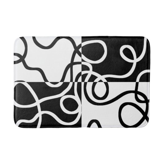 Lineaire Persuasion II: Abstract Zwart & Wit Badmat (Voorkant)