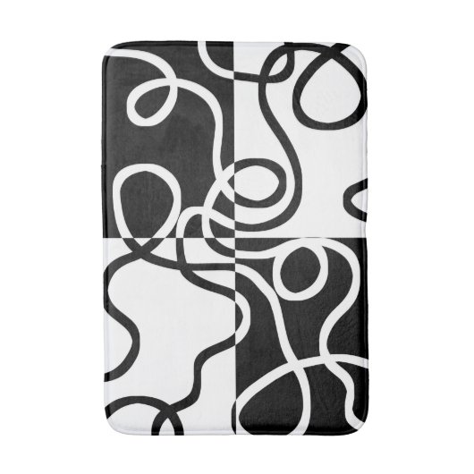 Lineaire Persuasion II: Abstract Zwart & Wit Badmat (Voorkant Verticaal)