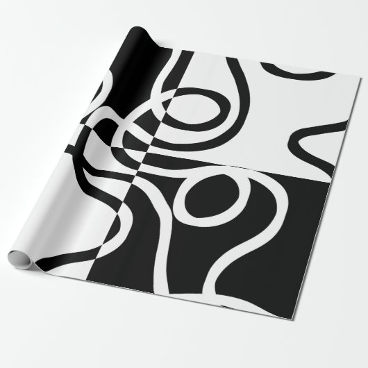Lineaire Persuasion II: Abstract Zwart & Wit Cadeaupapier (Uitgerold)