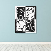 Lineaire Persuasion II: Abstract Zwart & Wit Canvas Afdruk (Insitu (Houten vloer))
