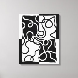 Lineaire Persuasion II: Abstract Zwart & Wit Canvas Afdruk