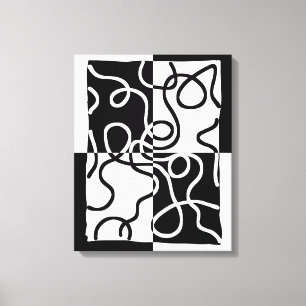 Lineaire Persuasion II: Abstract Zwart & Wit Canvas Afdruk