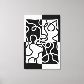Lineaire Persuasion II: Abstract Zwart & Wit Canvas Afdruk (Voorkant)