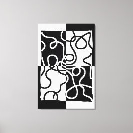 Lineaire Persuasion II: Abstract Zwart & Wit Canvas Afdruk