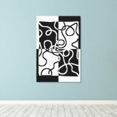 Lineaire Persuasion II: Abstract Zwart & Wit Canvas Afdruk (Insitu (Houten vloer))