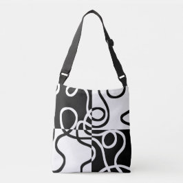 Lineaire Persuasion II: Abstract Zwart & Wit Crossbody Tas
