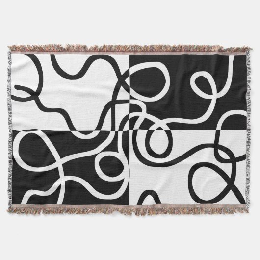 Lineaire Persuasion II: Abstract Zwart & Wit Deken (Voorkant)