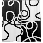 Lineaire Persuasion II: Abstract Zwart & Wit Douchegordijn (Voorkant)