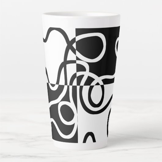 Lineaire Persuasion II: Abstract Zwart & Wit Latte Mok (Voorkant)