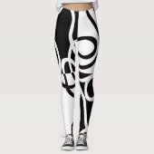Lineaire Persuasion II: Abstract Zwart & Wit Leggings (Voorkant)