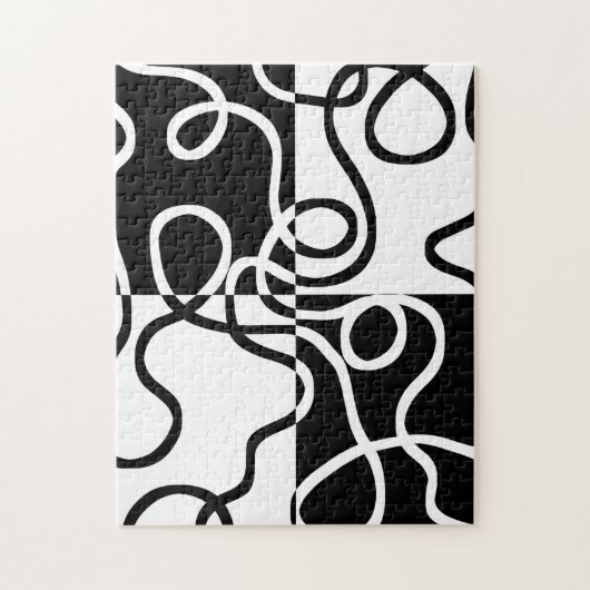 Lineaire Persuasion II: Abstract Zwart & Wit Legpuzzel (Verticaal)
