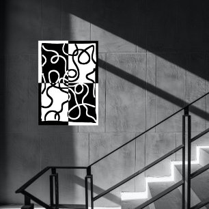 Lineaire Persuasion II: Abstract Zwart & Wit Poster