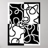 Lineaire Persuasion II: Abstract Zwart & Wit Poster (Voorkant)