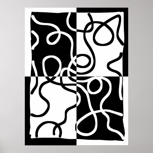 Lineaire Persuasion II: Abstract Zwart & Wit Poster (Voorkant)