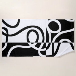 Lineaire Persuasion II: Abstract Zwart & Wit Strandlaken