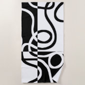 Lineaire Persuasion II: Abstract Zwart & Wit Strandlaken (Voorkant)