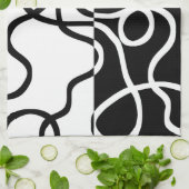 Lineaire Persuasion II: Abstract Zwart & Wit Theedoek (Gevouwen)