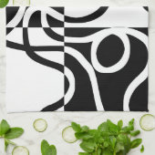 Lineaire Persuasion II: Abstract Zwart & Wit Theedoek (Gevouwen)