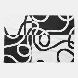 Lineaire Persuasion II: Abstract Zwart & Wit Theedoek