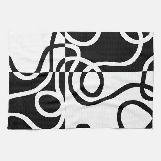 Lineaire Persuasion II: Abstract Zwart & Wit Theedoek (Horizontaal)