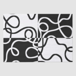 Lineaire Persuasion II: Abstract Zwart & Wit Tissuepapier