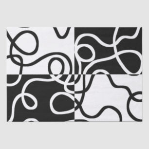 Lineaire Persuasion II: Abstract Zwart & Wit Tissuepapier