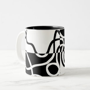 Lineaire Persuasion II: Abstract Zwart & Wit Tweekleurige Koffiemok