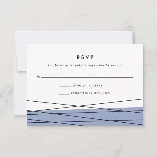 Lineaire RSVP-kaart | Staal Blauw RSVP Kaartje (Voorkant)