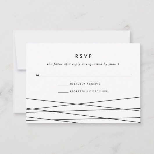 Lineaire RSVP-kaart | Zwart-wit RSVP Kaartje (Voorkant)