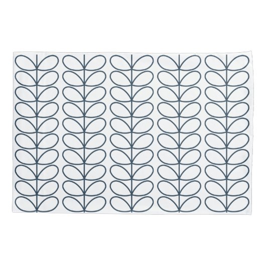 Lineaire Stem Whale Blauw en Wit, Retro stijl Kussensloop (Achterkant-Links)