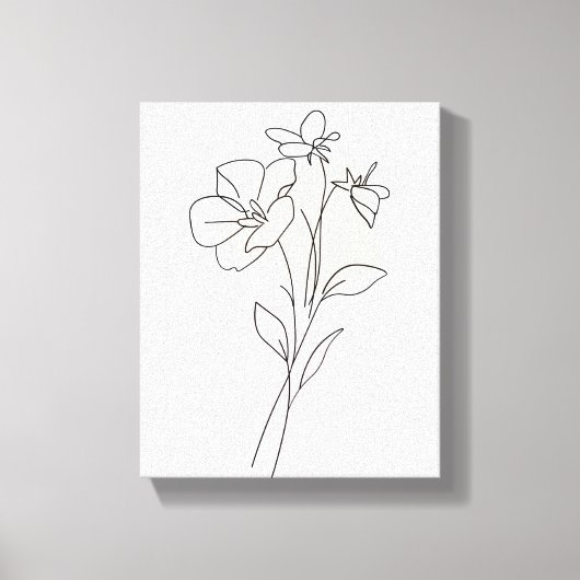 Lineal Art Tekening Bloemen Eenvoudige Canvas Prin (Voorkant)