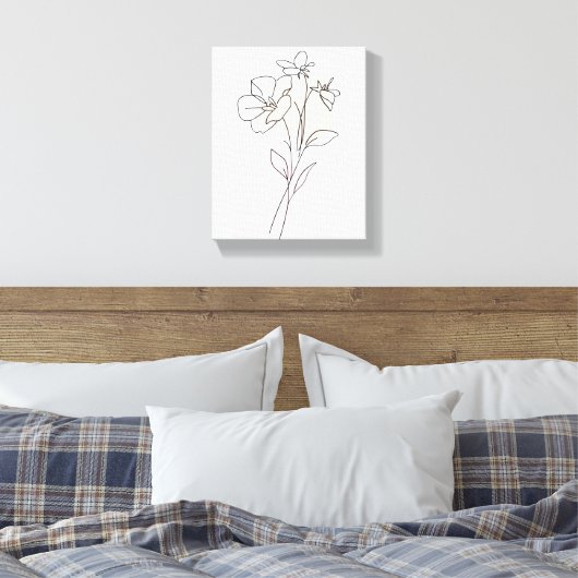 Lineal Art Tekening Bloemen Eenvoudige Canvas Prin (Insitu (Slaapkamer))