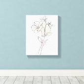 Lineal Art Tekening Bloemen Eenvoudige Canvas Prin (Insitu (Houten vloer))