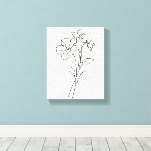 Lineal Art Tekening Bloemen Eenvoudige Canvas Prin (Insitu (Houten vloer))