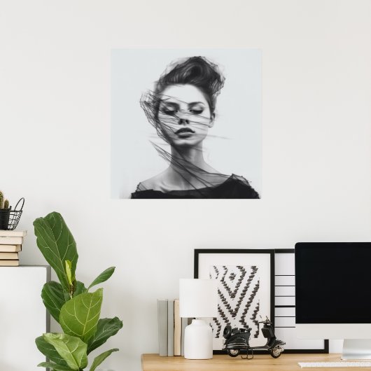 Lineal Art Tekening Vrouw Lichaam Poster (Thuiskantoor)