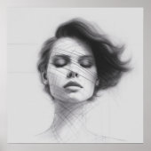 Lineal Art Tekening Vrouw Lichaam Poster (Voorkant)