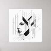 Linear Abstract Portrait Canvas Afdruk (Voorkant)