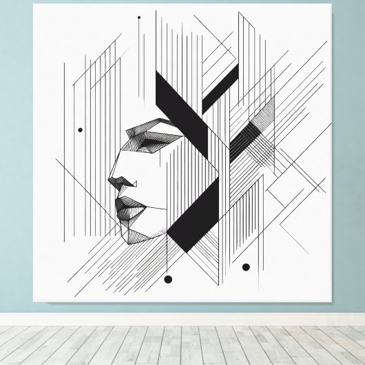 Linear Abstract Portrait Canvas Afdruk (Insitu (Houten vloer))