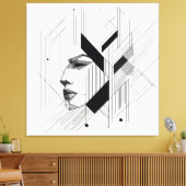 Linear Abstract Portrait Canvas Afdruk (Insitu (Woonkamer))
