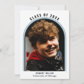 Linear Blue Arch Foto Afstuderen kondiging Kaart (Voorkant)