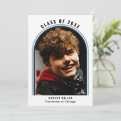 Linear Blue Arch Foto Afstuderen kondiging Kaart (Staand voorkant)