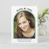 Linear Green Arch Foto Afstuderen kondiging Kaart (Staand voorkant)