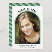 Linear Green Arch Foto Afstuderen kondiging Kaart (Voorkant / Achterkant)