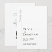 Linear Minimalist White Wedding Kaart (Voorkant / Achterkant)