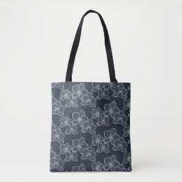 Linear Orchid | Botanical Dark Navy Tote Bag