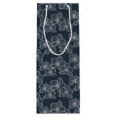 Linear Orchid | Botanical Floral Charcoal Wijn Cadeautas (Achterkant)