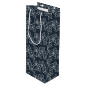 Linear Orchid | Botanical Floral Charcoal Wijn Cadeautas (Voorkant Gekanteld)